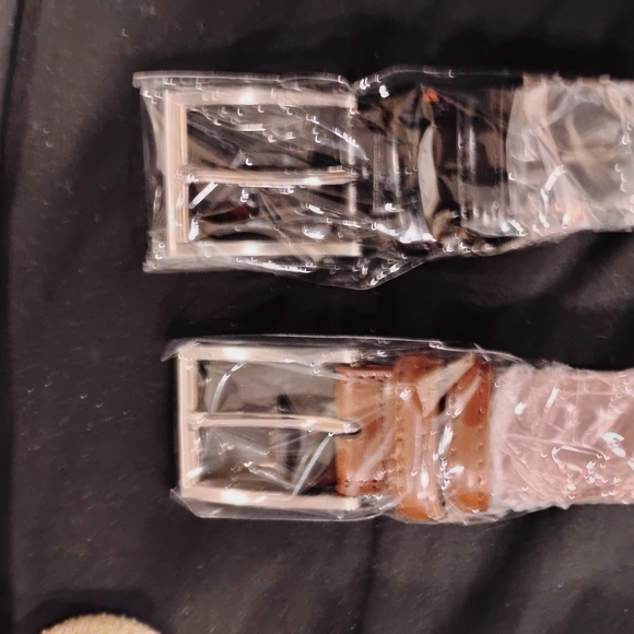 Belt Set Genuine Leather NWOT Black & Brown Waist 34"-36" - Picture 2 of 4